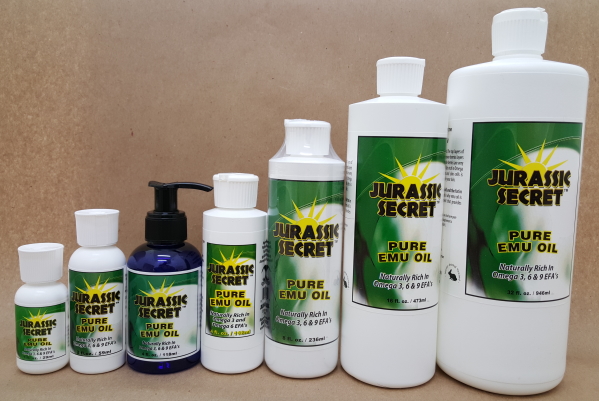 Jurassic Secret Emu Oil Products in 7 Sizes